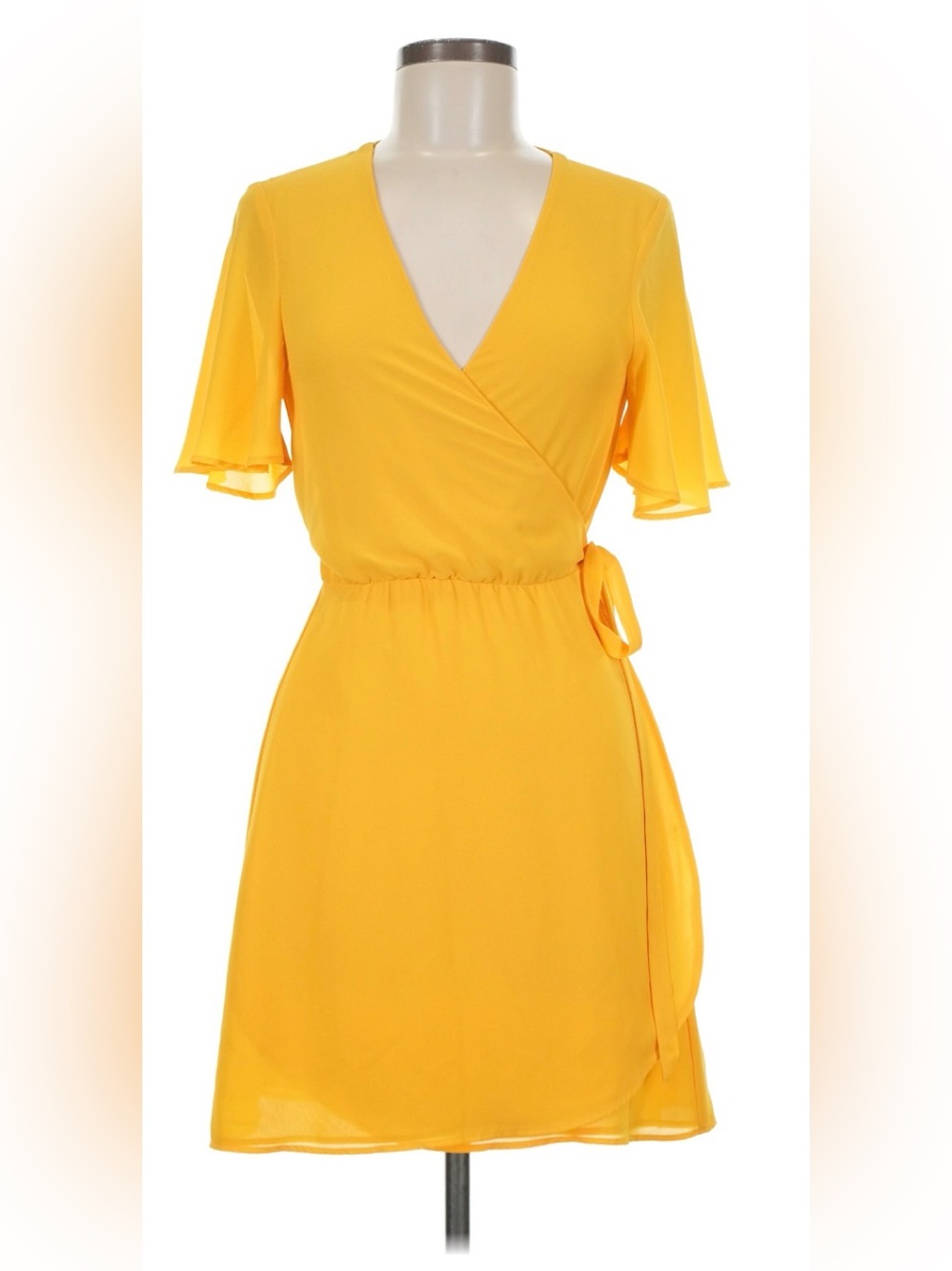 Show Me Your MuMu Yellow Wrap Mini Dress
